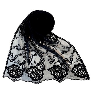 Designer half net hijab - Navy Blue